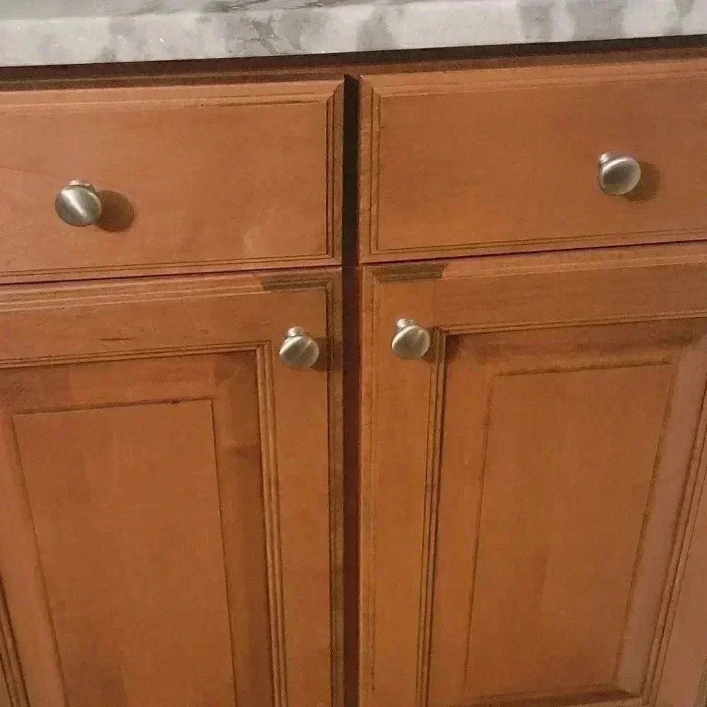Kitchen Cabinets silver knob